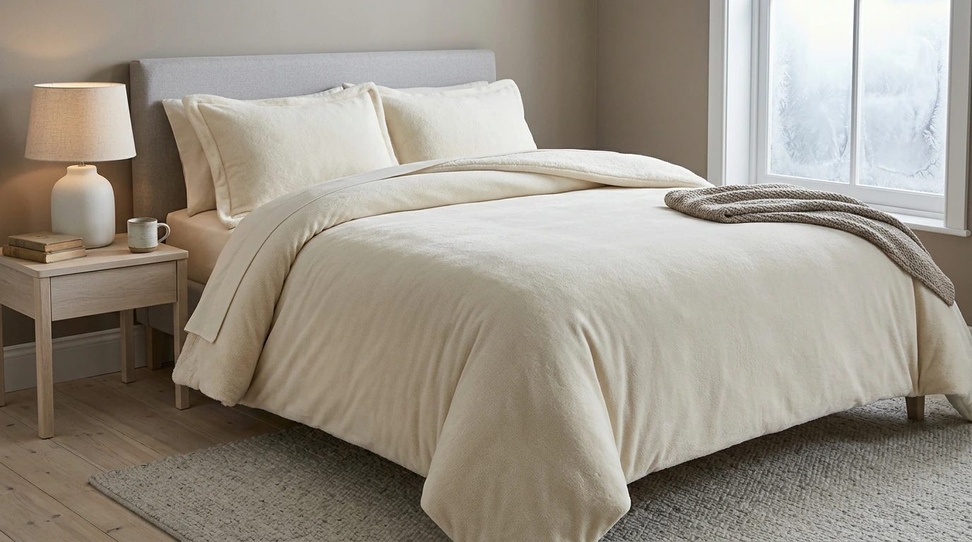Double-Sided Plush Fleece Duvet Cover Set for Winter